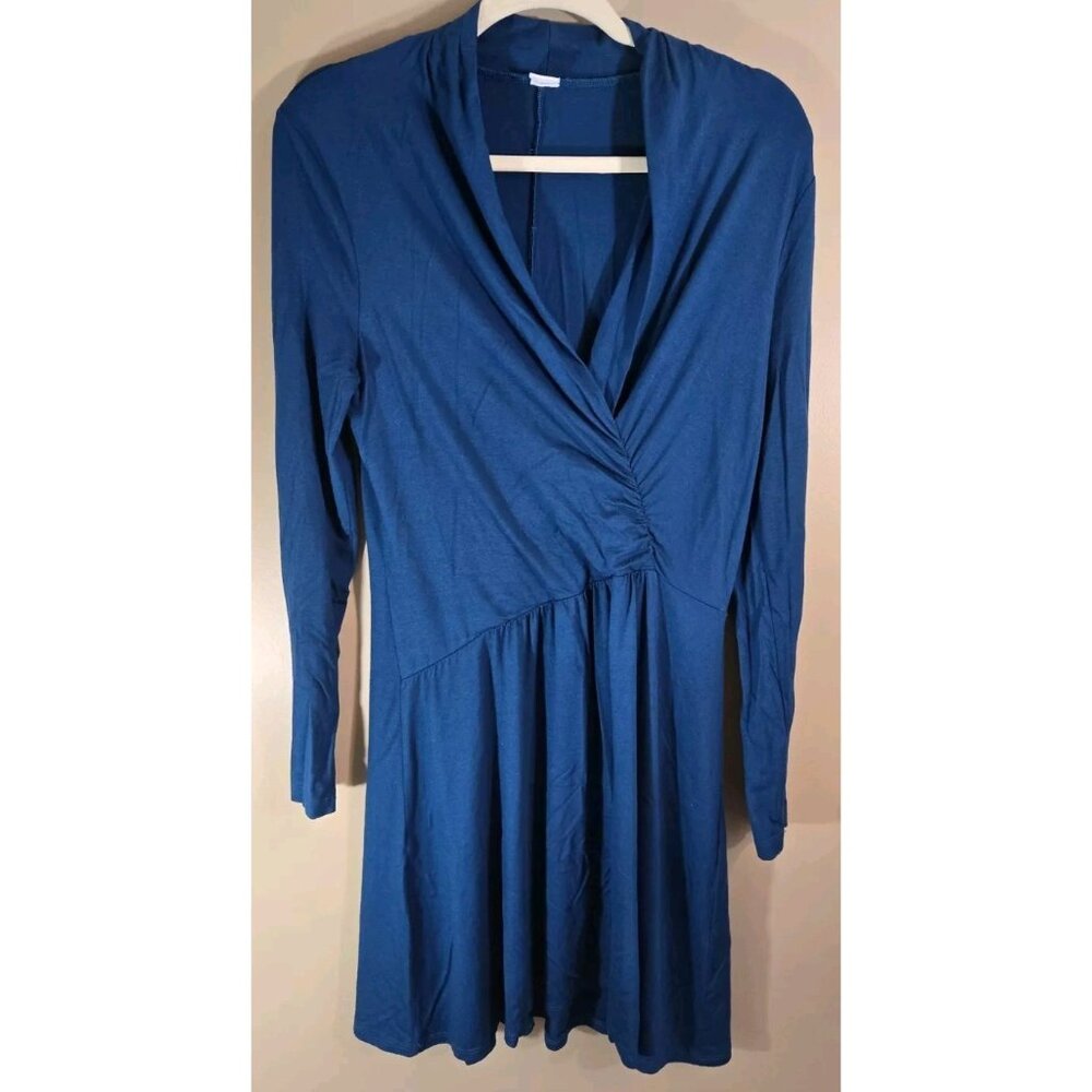 Three Dots Green Viscose Spandex Long Sleeve Dress Sz L